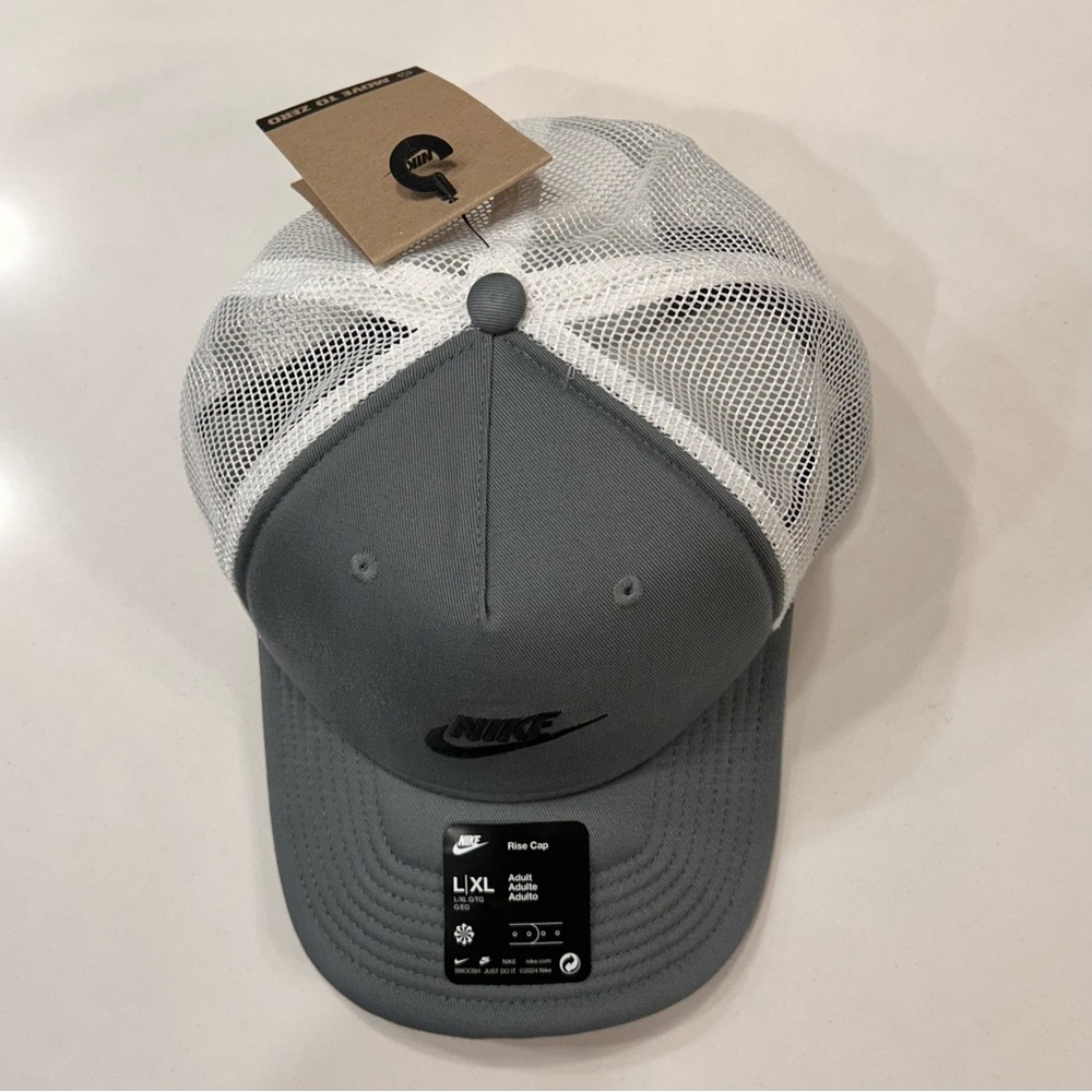Nike Rise Cap Structured Trucker Hat Gray White Mesh SnapBack Sz L/XL FB5378-084 - Picture 4 of 12